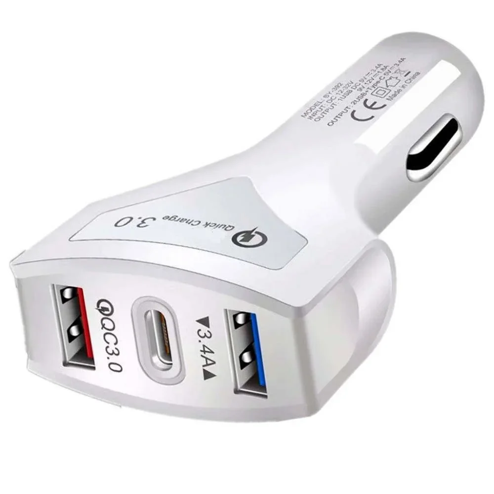 Fast Car Charger Type C PD Port, QC 3.0 Quick Charge Port Triple Ports, Fast